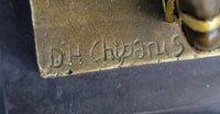 Signed Gold Patina Chiparus Lady Bronze Sculpture on Marble Base