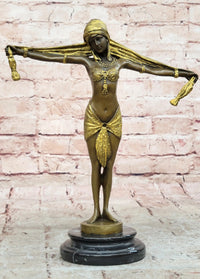 Gilt Bronze Sexy Dancer By D.H Chiparus Gold Patina Bronze Sculpture