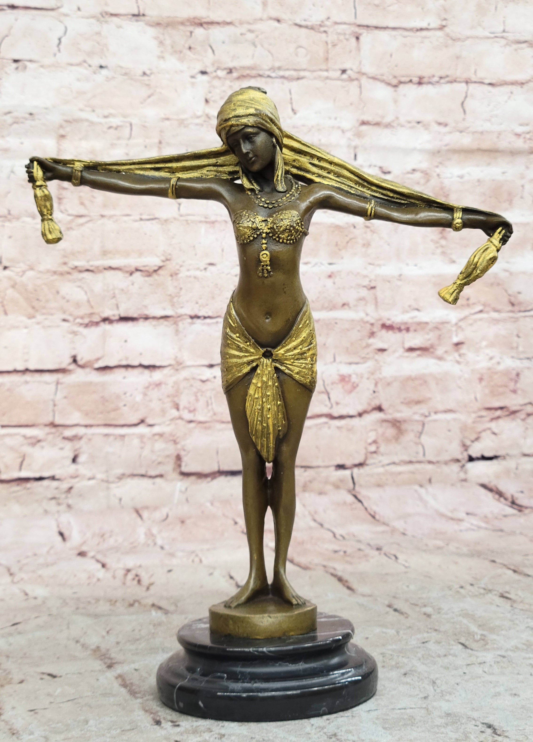 Gilt Bronze Sexy Dancer By D.H Chiparus Gold Patina Bronze Sculpture