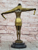 Gilt Bronze Sexy Dancer By D.H Chiparus Gold Patina Bronze Sculpture