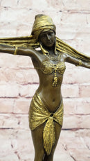 Gilt Bronze Sexy Dancer By D.H Chiparus Gold Patina Bronze Sculpture