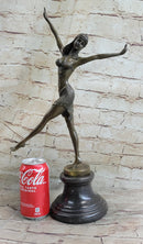 Bronze Art Deco Dancing Lady Signed Sculpture Hot Cast