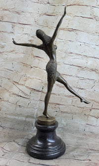 Bronze Art Deco Dancing Lady Signed Sculpture Hot Cast
