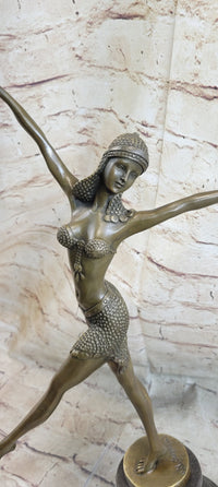 Bronze Art Deco Dancing Lady Signed Sculpture Hot Cast