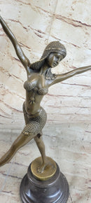 Bronze Art Deco Dancing Lady Signed Sculpture Hot Cast