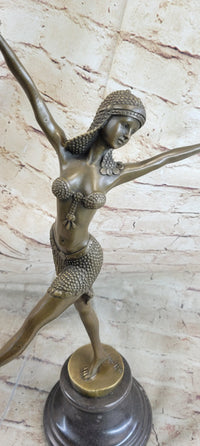 Bronze Art Deco Dancing Lady Signed Sculpture Hot Cast