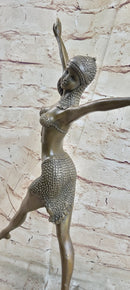 Bronze Art Deco Dancing Lady Signed Sculpture Hot Cast