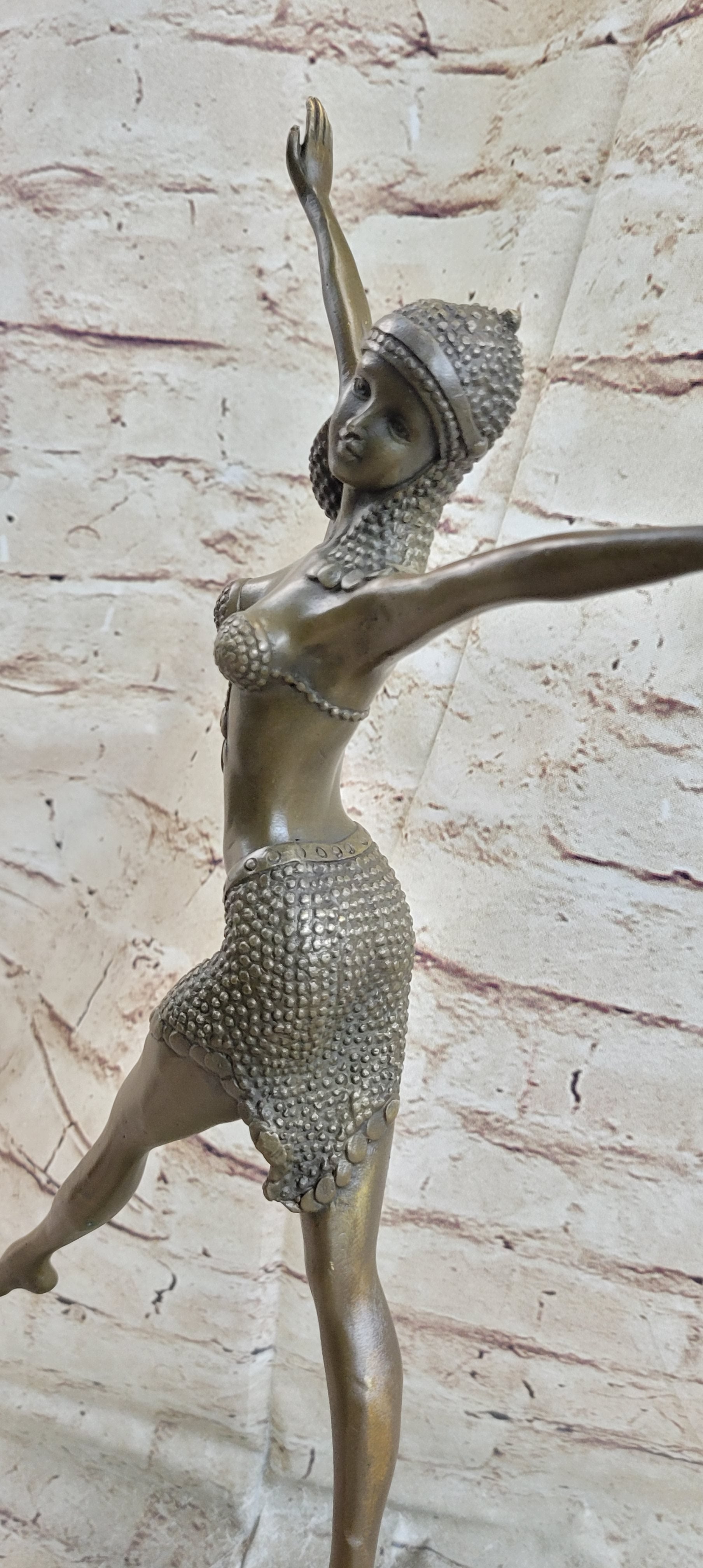 Bronze Art Deco Dancing Lady Signed Sculpture Hot Cast
