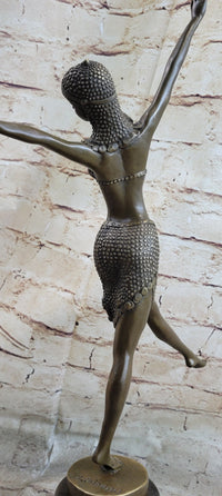 Bronze Art Deco Dancing Lady Signed Sculpture Hot Cast