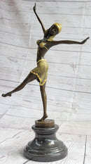 Gold Patina Chiparus Exotic Dancer Bronze Sculpture Marble Base