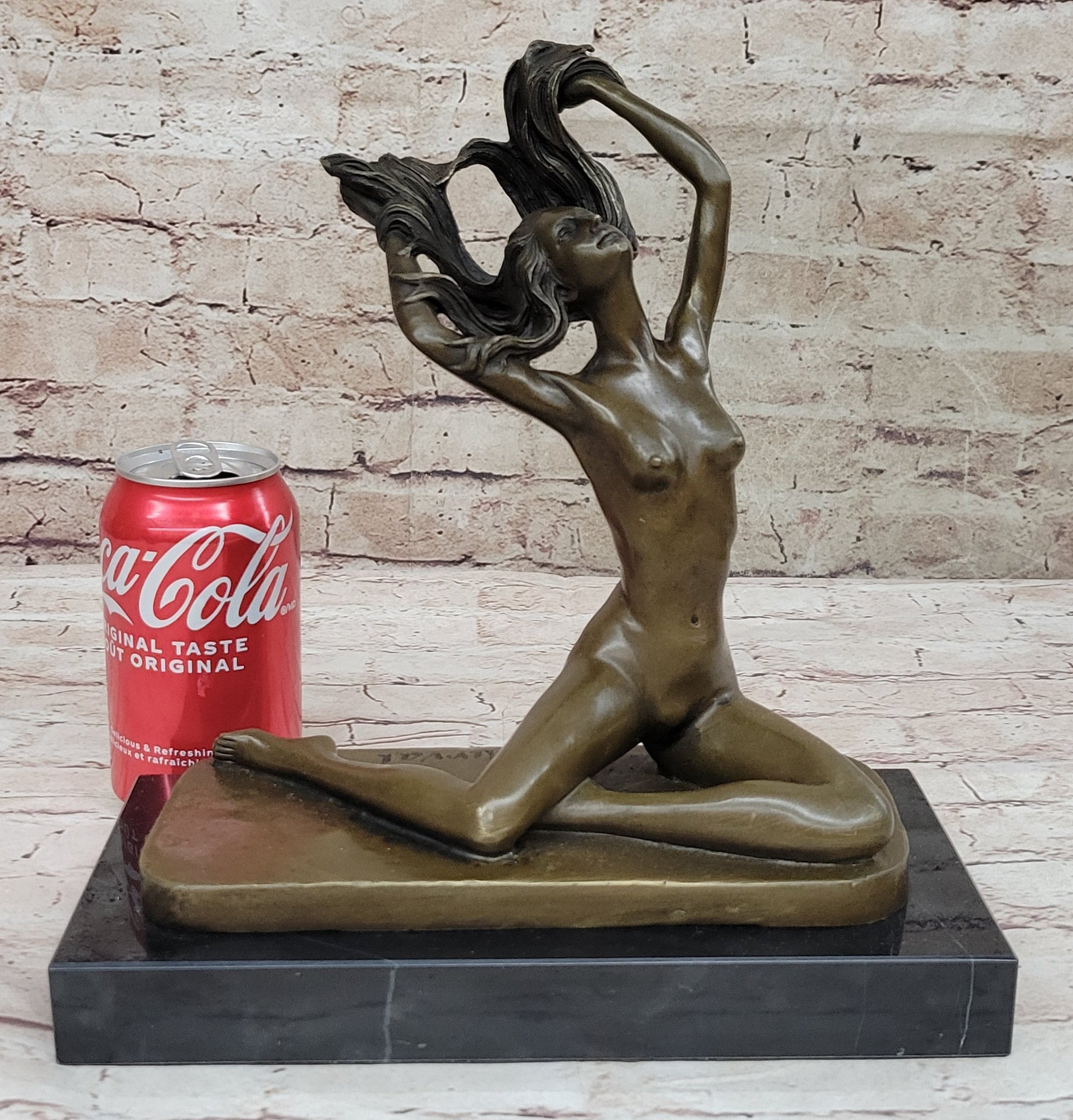 Nude Free Girl Genuine Bronze Sculpture Figure