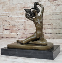 Nude Free Girl Genuine Bronze Sculpture Figure