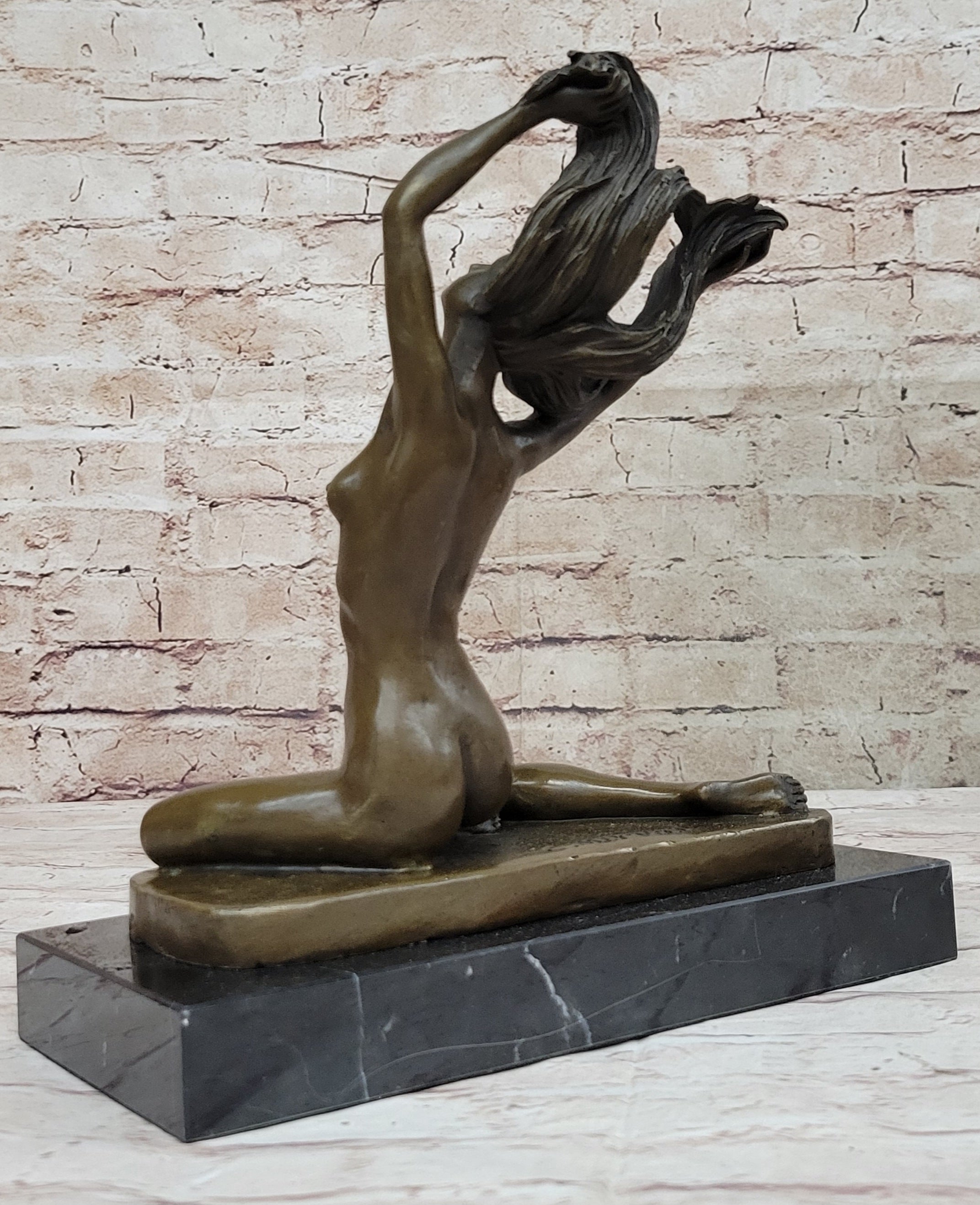 Nude Free Girl Genuine Bronze Sculpture Figure