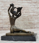 Nude Free Girl Genuine Bronze Sculpture Figure