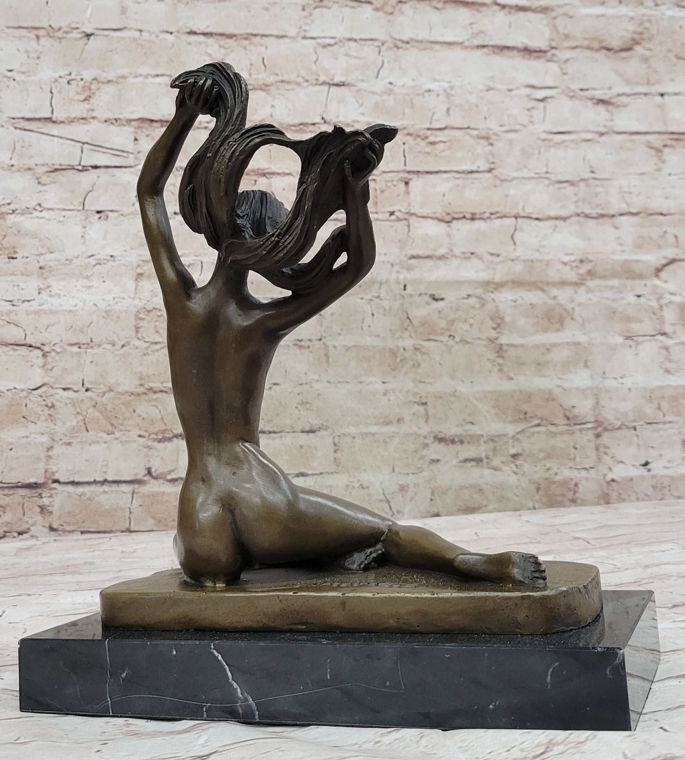 Nude Free Girl Genuine Bronze Sculpture Figure
