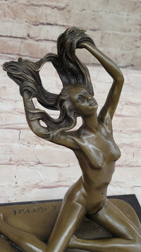 Nude Free Girl Genuine Bronze Sculpture Figure