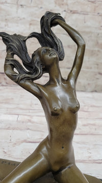 Nude Free Girl Genuine Bronze Sculpture Figure