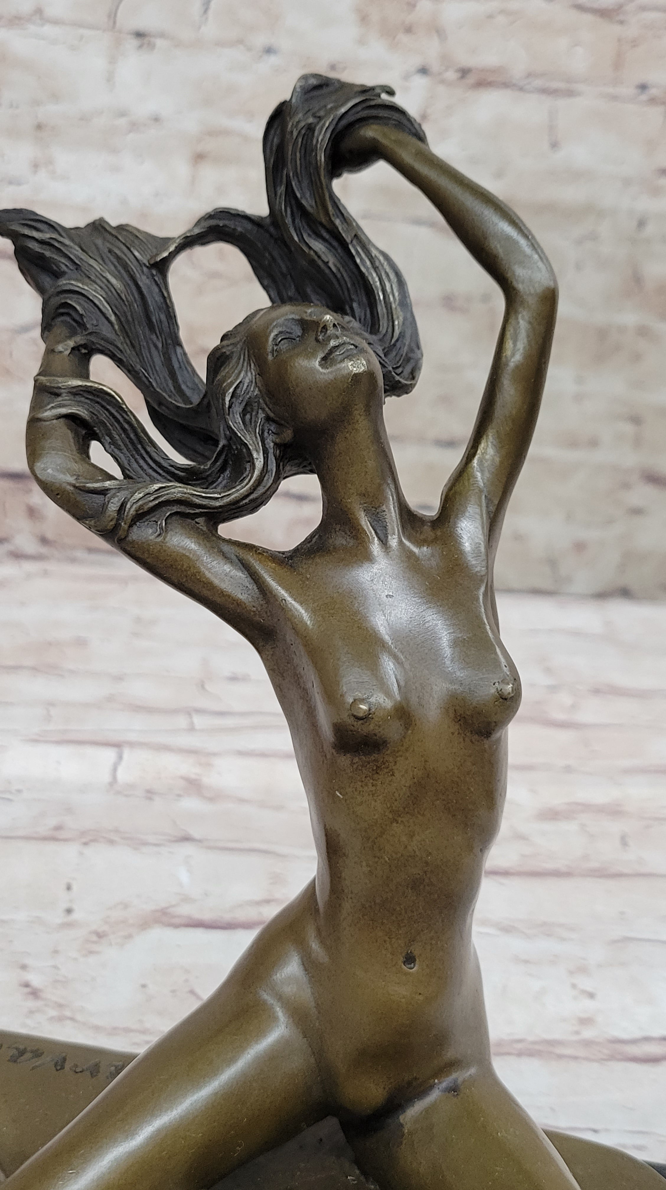 Nude Free Girl Genuine Bronze Sculpture Figure