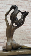 Nude Free Girl Genuine Bronze Sculpture Figure
