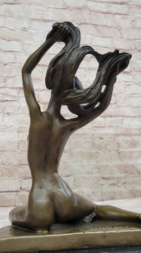 Nude Free Girl Genuine Bronze Sculpture Figure