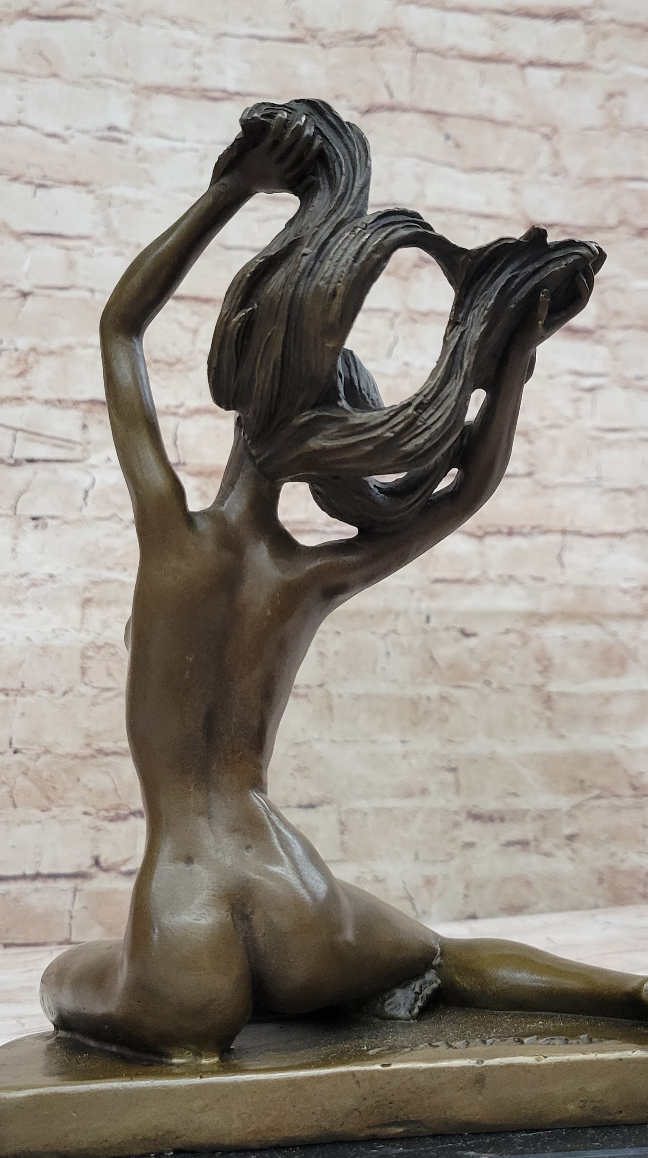 Nude Free Girl Genuine Bronze Sculpture Figure
