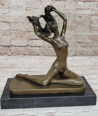 Nude Free Girl Genuine Bronze Sculpture Figure