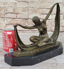 C. Mirval Art Deco Bronze Dancer Girl Sculpture 10" x 12"