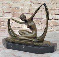 C. Mirval Art Deco Bronze Dancer Girl Sculpture 10" x 12"