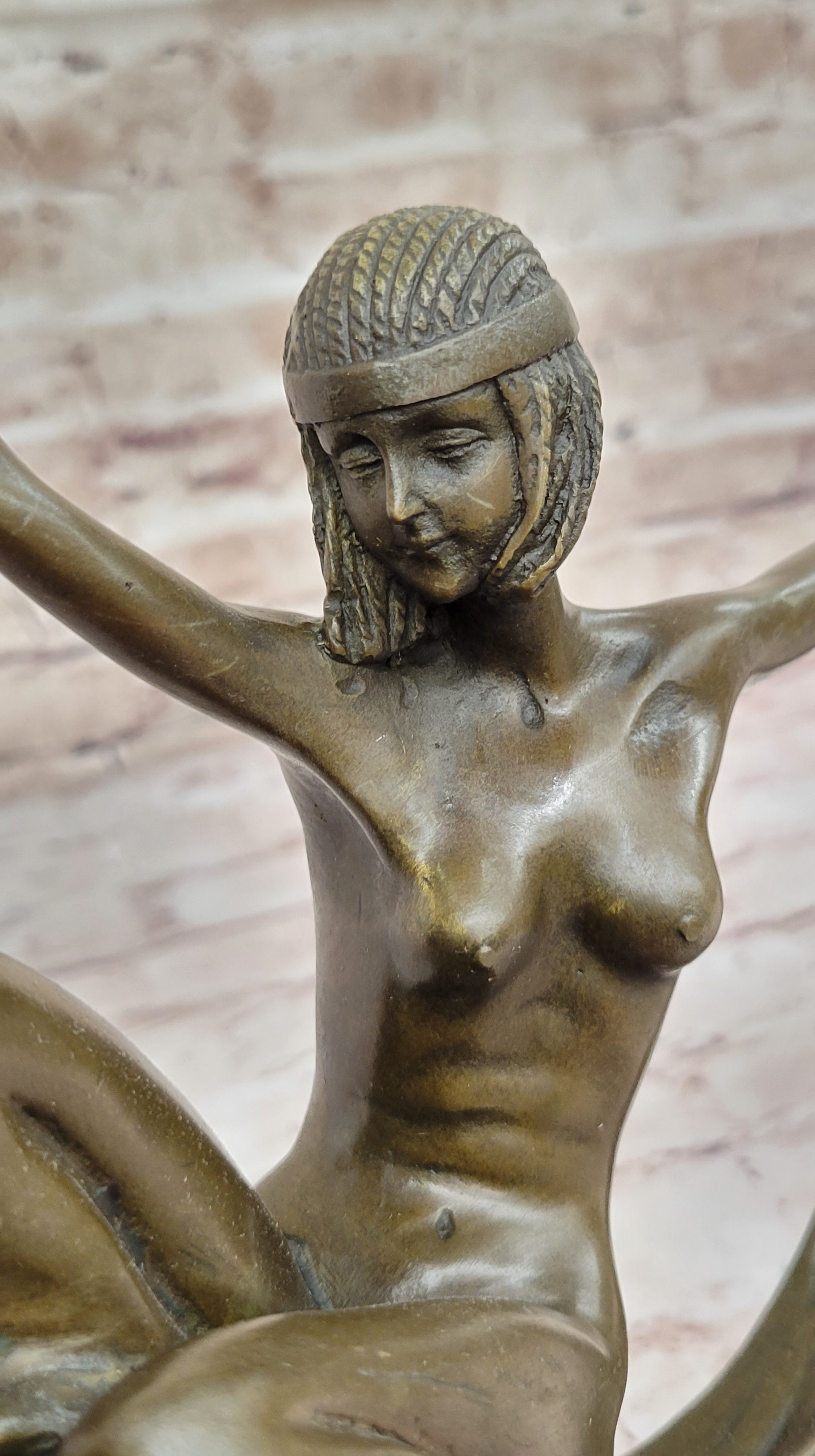 C. Mirval Art Deco Bronze Dancer Girl Sculpture 10" x 12"