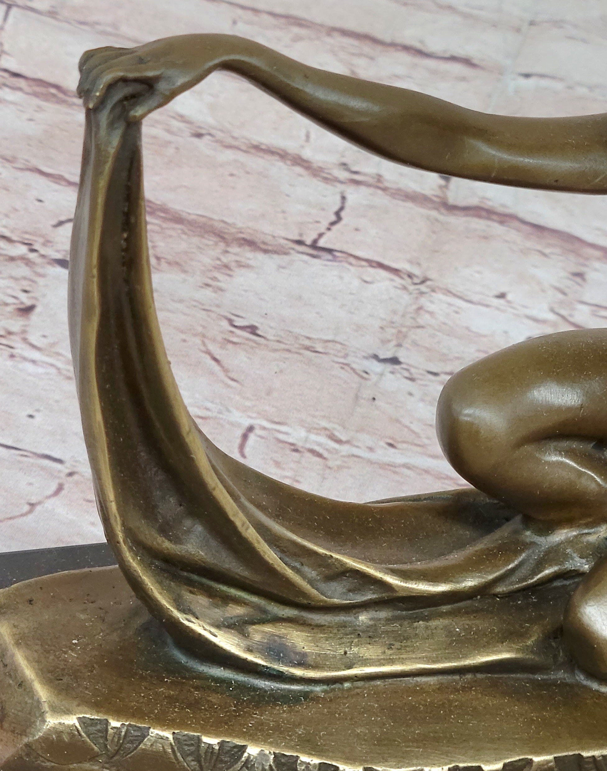 C. Mirval Art Deco Bronze Dancer Girl Sculpture 10" x 12"