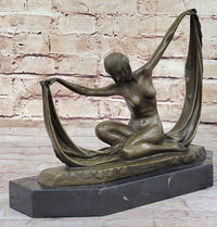 C. Mirval Art Deco Bronze Dancer Girl Sculpture 10" x 12"