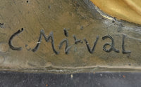 Graceful Nude Dancer By Mirval Bronze Marble Art Deco Figure
