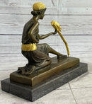 Bronze Art Nouveau Deco Girl w/ Parrot by Chiparus