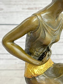 Bronze Art Nouveau Deco Girl w/ Parrot by Chiparus