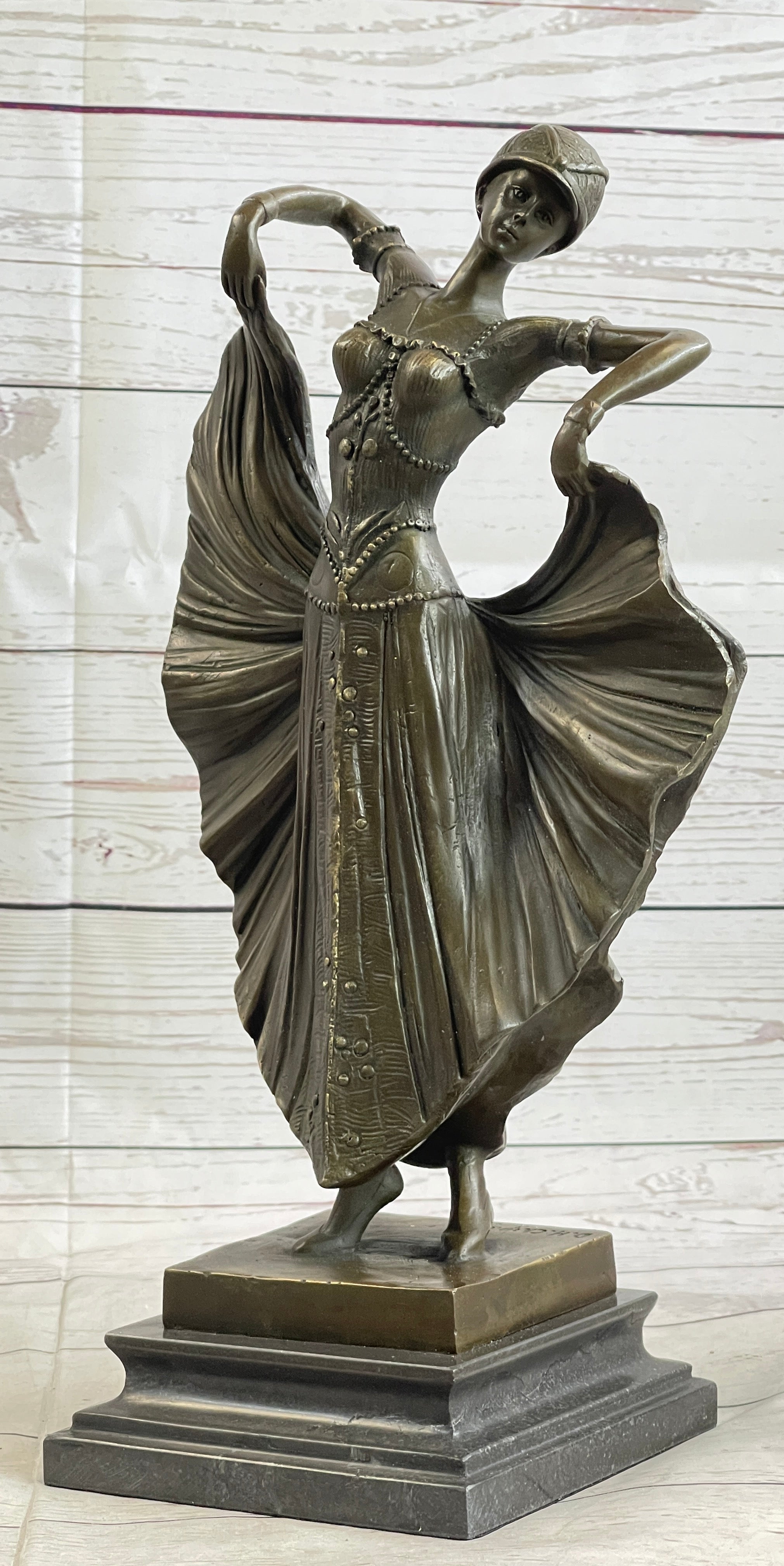 Art Deco Chiparus French Dancer Bronze 15" x 9"