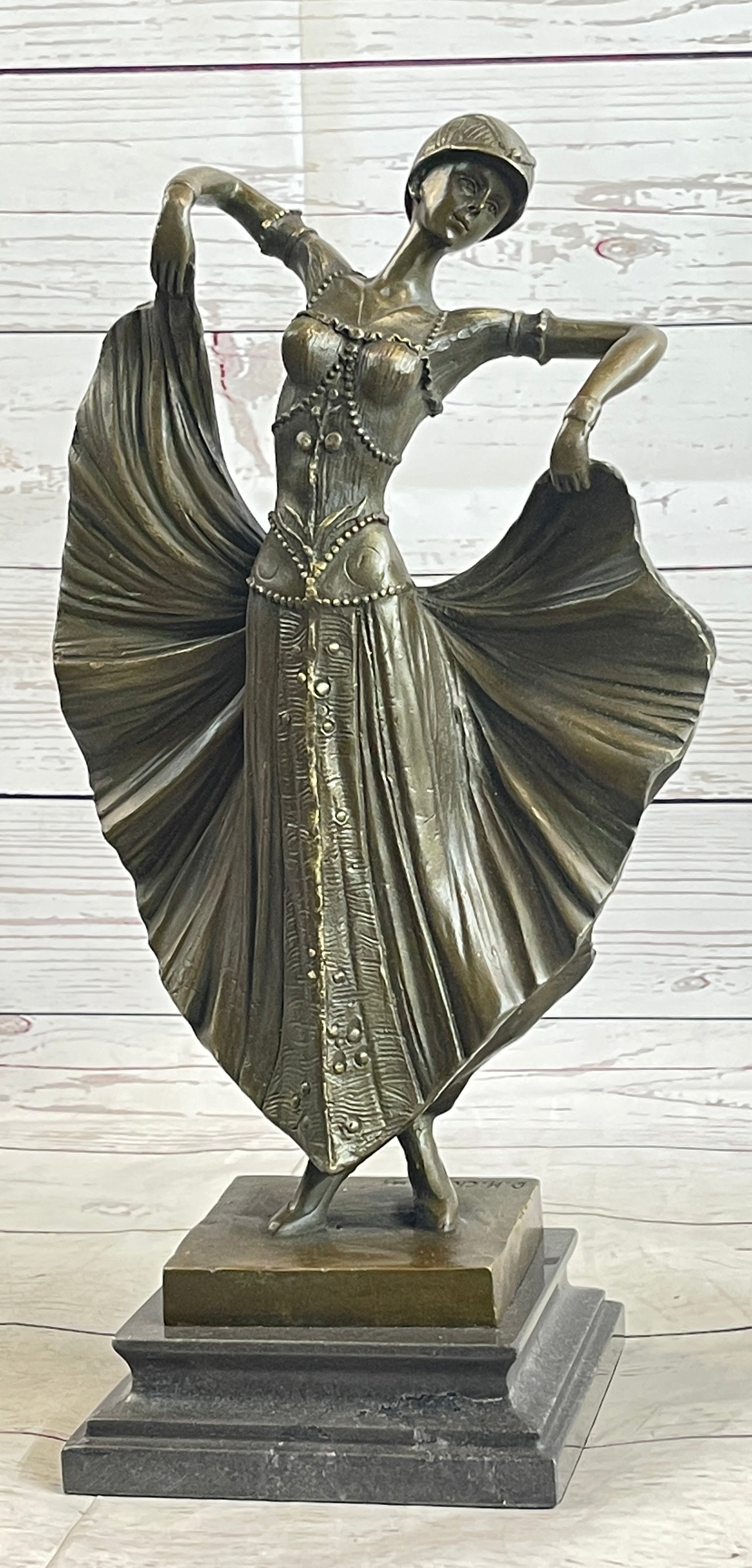 Art Deco Chiparus French Dancer Bronze 15" x 9"