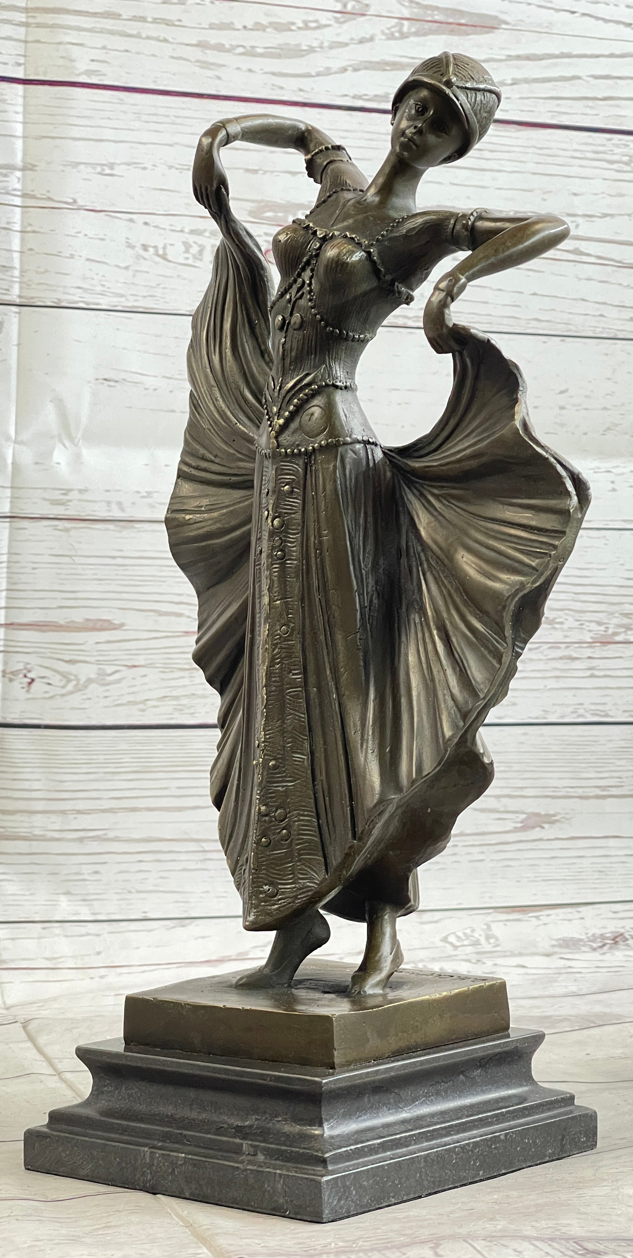 Art Deco Chiparus French Dancer Bronze 15" x 9"