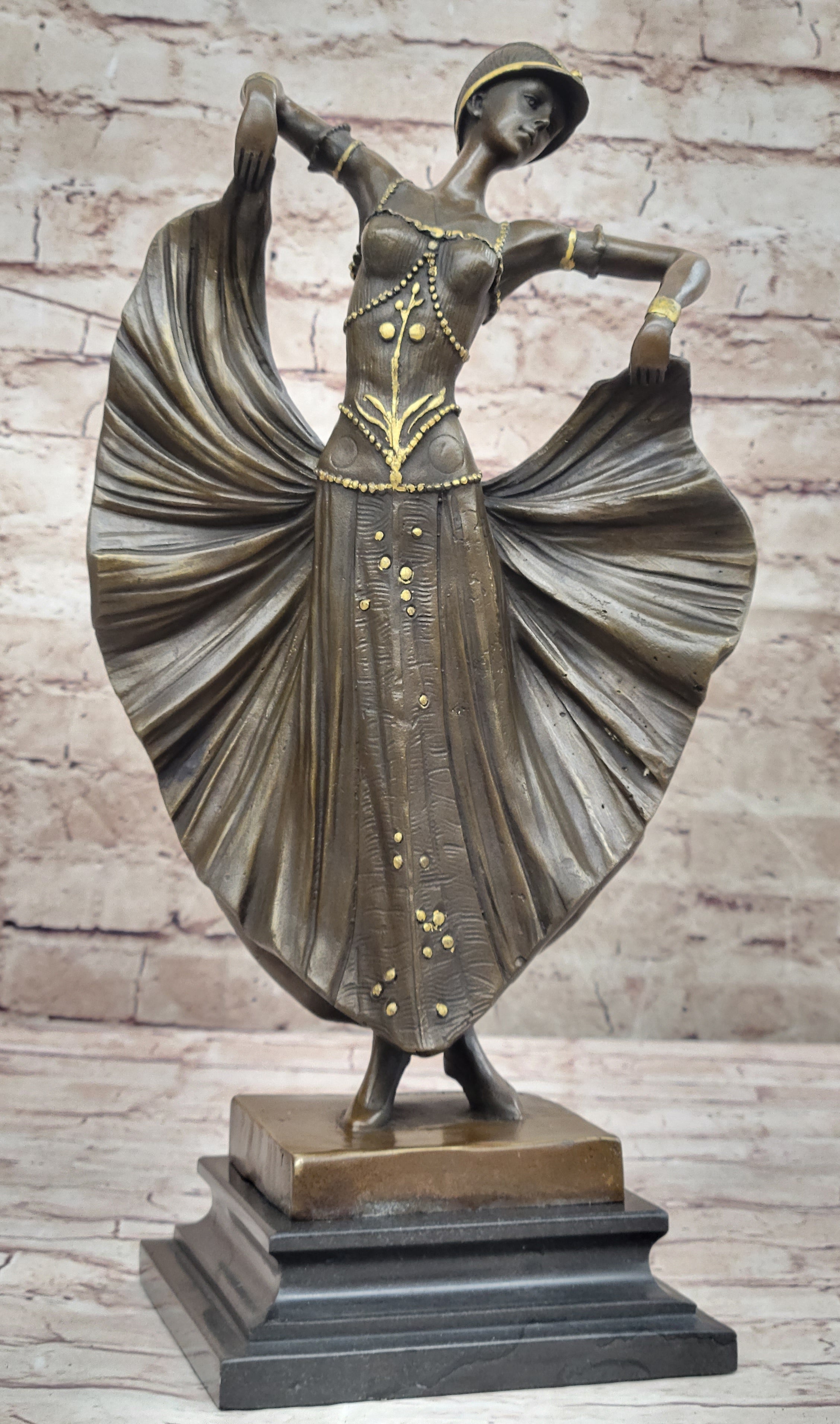 Demetre Chiparus Art Deco Bronze Female Dancer Sculpture