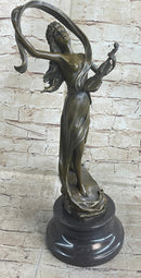 Female Violinist Art Deco Bronze Sculpture 19" x 8" Signed