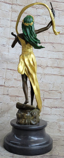 Signed Kossowski Female Violin Player Genuine Bronze Sculpture