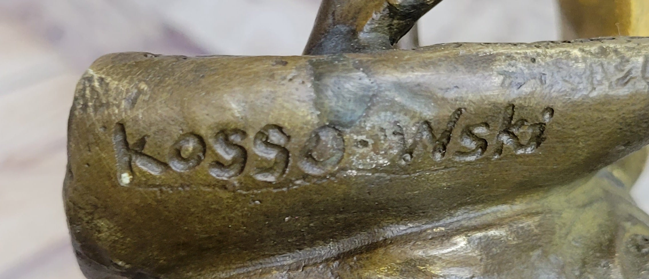 Signed Kossowski Female Violin Player Genuine Bronze Sculpture
