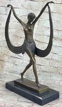 Art Deco Mirval Topless Female Dancer Bronze Sculpture 18" x 12"