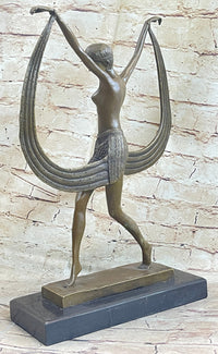 Art Deco Mirval Topless Female Dancer Bronze Sculpture 18" x 12"