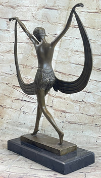 Art Deco Mirval Topless Female Dancer Bronze Sculpture 18" x 12"