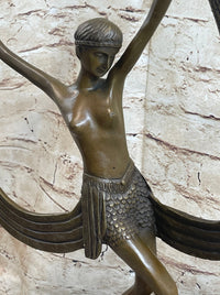 Art Deco Mirval Topless Female Dancer Bronze Sculpture 18" x 12"