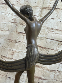 Art Deco Mirval Topless Female Dancer Bronze Sculpture 18" x 12"