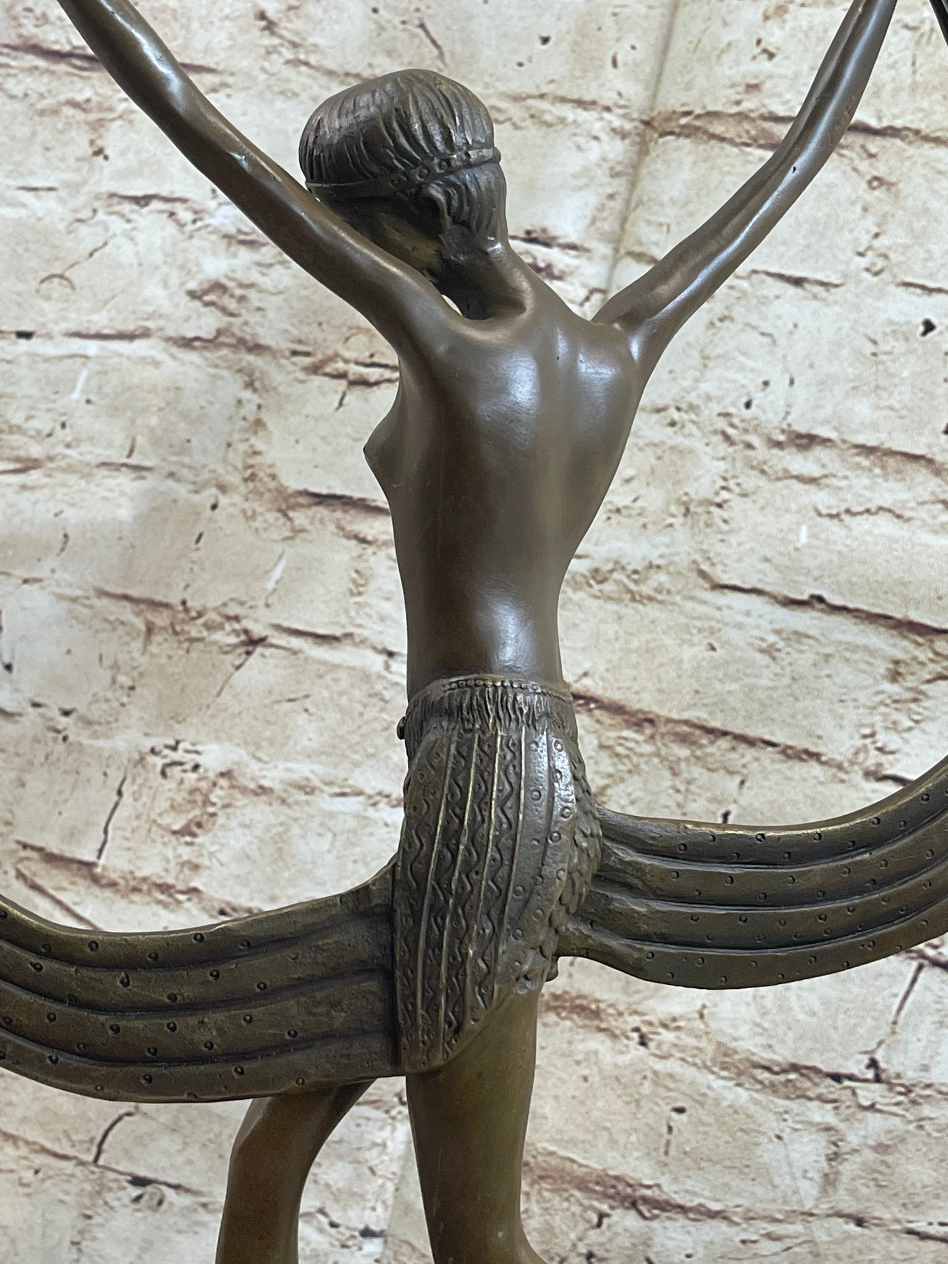 Art Deco Mirval Topless Female Dancer Bronze Sculpture 18" x 12"