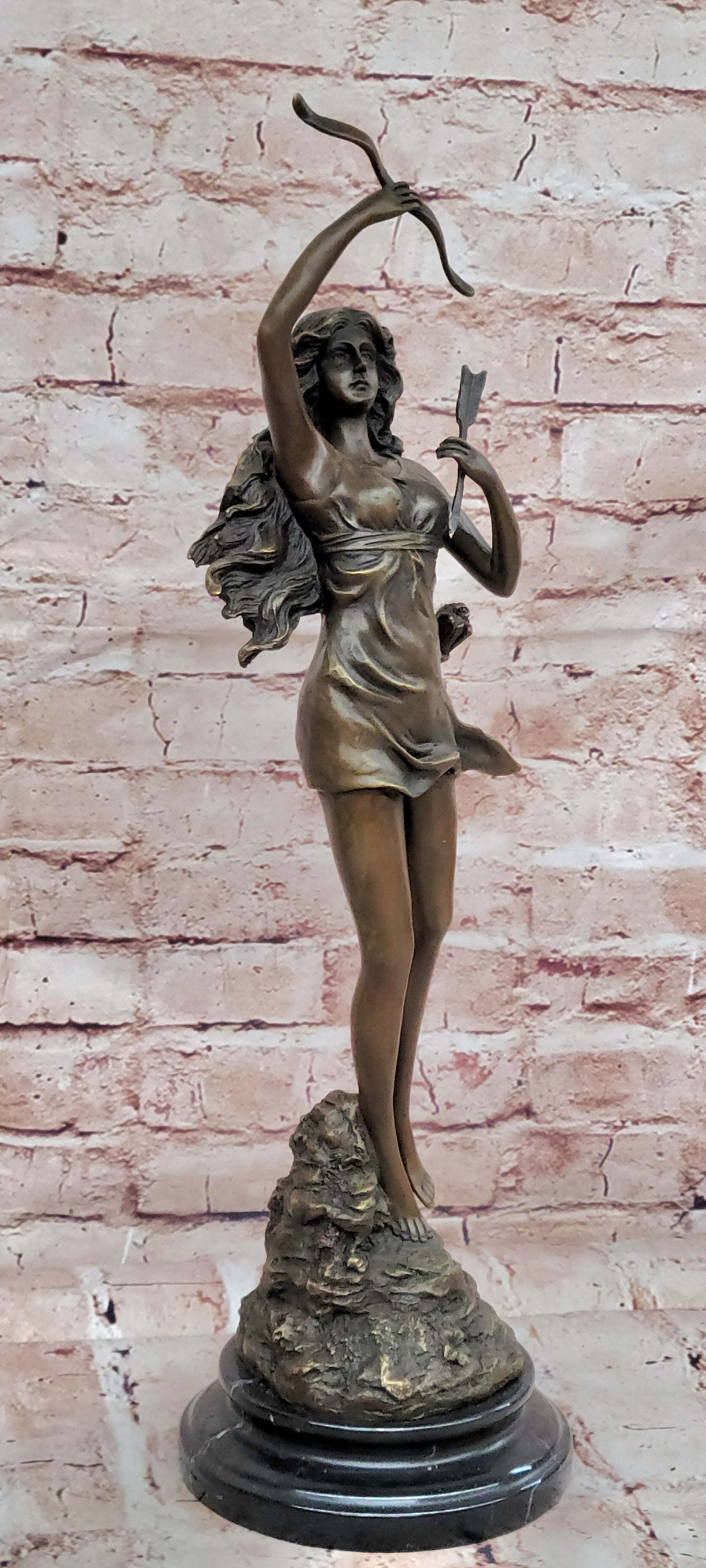 Artemis Diana The Hunter By C. Mirval Bronze Sculpture