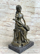 Young Girl with Guitar Bronze Sculpture 13" x 6.5"