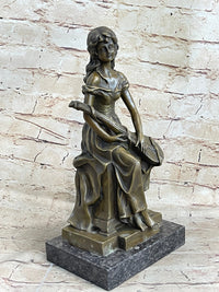 Young Girl with Guitar Bronze Sculpture 13" x 6.5"